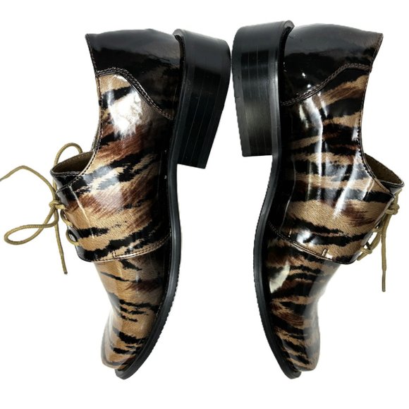 Vintage Tan Gold Zebra Oxford Formal Dress Shoe Rare OOAK NWOT - Picture 9 of 12